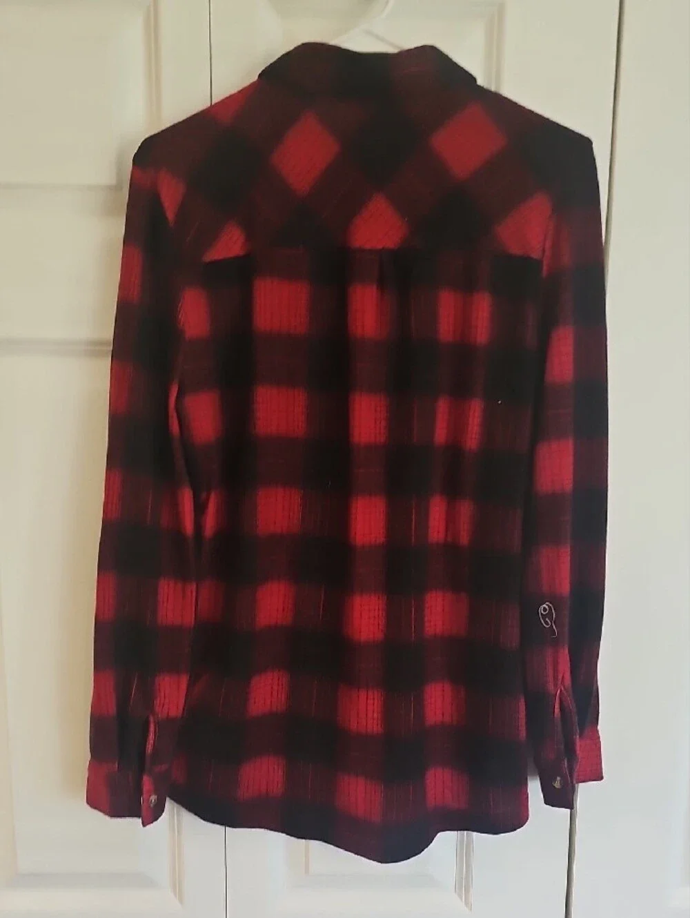 Robert Louis Red and Black Plaid Flannel Button-Down Shirt - Picture 5 of 5